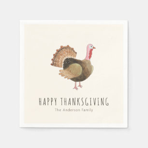 Rustic Watercolor Turkey Thanksgiving Napkins