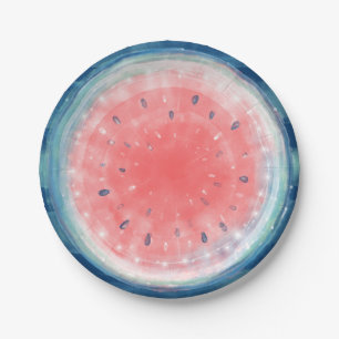 Rustic Watercolor Watermelon Party Paper Plates