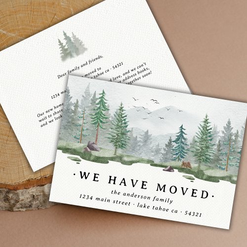 Rustic Watercolor We Have Moved Pine Tree Mountain Announcement