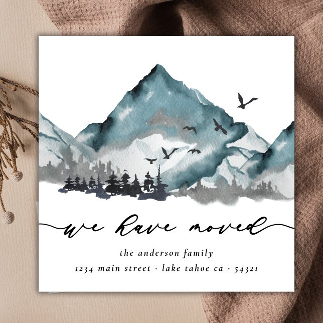 Rustic Watercolor We Have Moved Woods Mountain Announcement (Creator Uploaded)