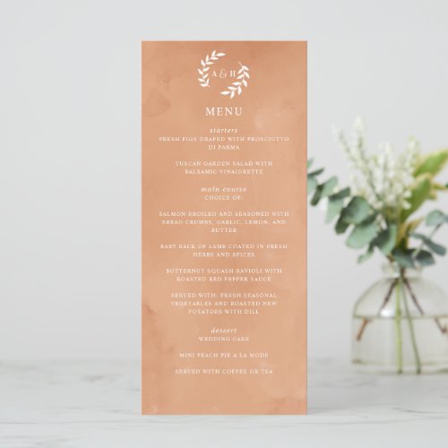 Rustic Watercolor Wedding  Menu