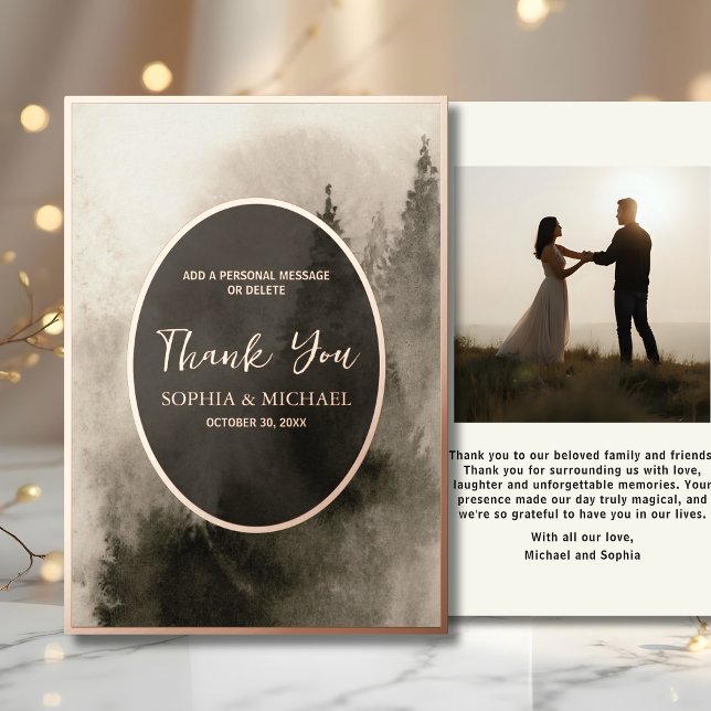 Rustic Watercolor Wedding Thank You Card Photo  (Creator Uploaded)