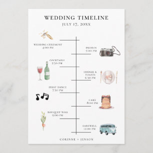 Rustic Watercolor Wedding Timeline Program