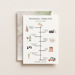 Rustic Watercolor Wedding Timeline Program