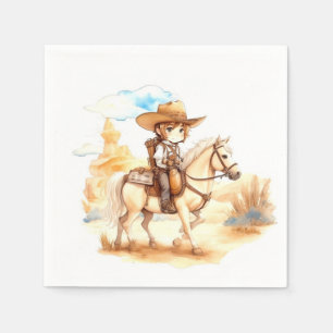 Rustic Watercolor Western Cowboy Baby Shower Napkins