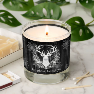 Rustic Watercolor White Reindeer Scented Candle