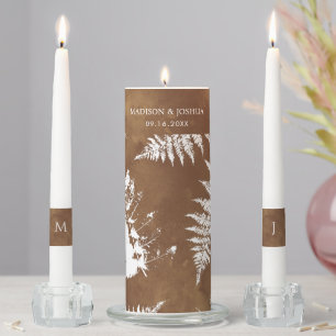 Rustic Watercolor Wild Fern Wedding  Unity Candle Set