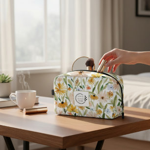 Rustic Watercolor Wild Flowers Add Logo Corporate Dopp Kit