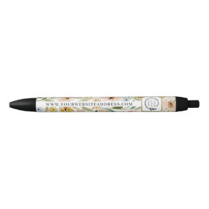 Rustic Watercolor Wild Flowers Add Logo Corporate Pen