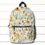 Rustic Watercolor Wild Flowers Personalized Name Printed Backpack<br><div class="desc">Rustic Watercolor Wild Flowers Personalized Name Backpack features a modern watercolor floral pattern in orange,  pink,  blue and green with your personalized name,  monogram or text. Perfect for school,  sports,  gym,  travel and more. Designed by ©Evco Studio www.zazzle.com/store/evcostudio</div>