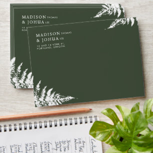Rustic Watercolor Wild Greenery Fern Wedding Envelope