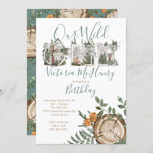 Rustic Watercolor Wild One Birthday Party Invitation