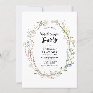 Rustic Watercolor Wildflower Bachelorette Party Invitation