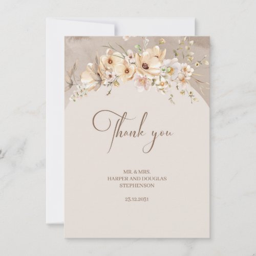 Rustic watercolor Wildflower Boho summer Thank You Card
