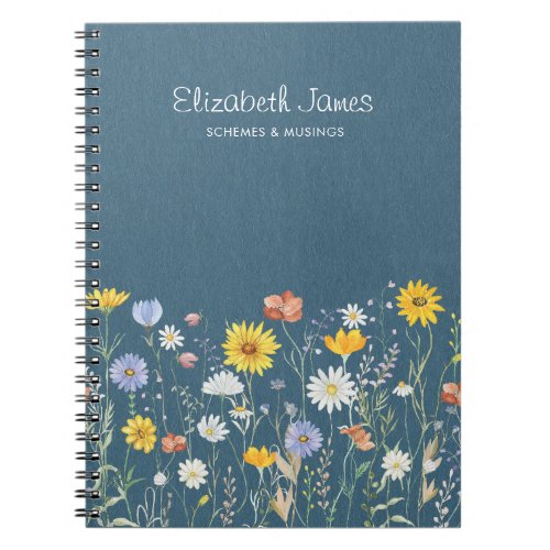 Rustic Watercolor Wildflower Minimalist Notebook