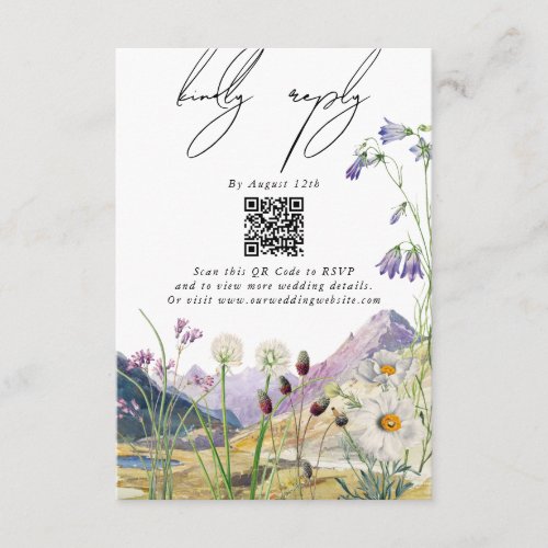Rustic Watercolor Wildflower Mountain Wedding Enclosure Card