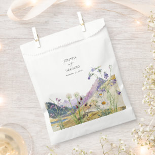 Rustic Watercolor Wildflower Mountain Wedding Favor Bag
