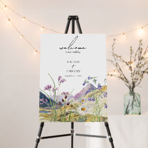 Rustic Watercolor Wildflower Mountain Wedding Foam Board