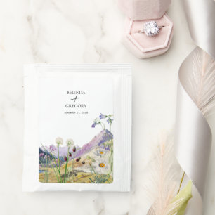 Rustic Watercolor Wildflower Mountain Wedding Tea Bag Drink Mix