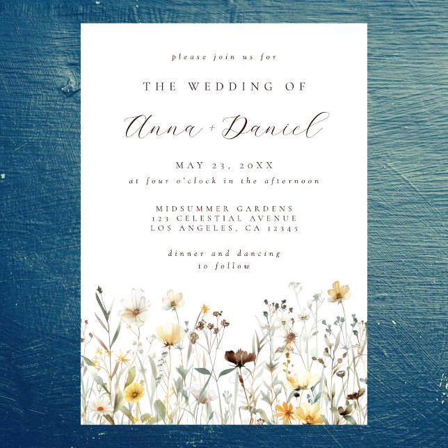 Rustic Watercolor Wildflower Wedding Invitation (Creator Uploaded)
