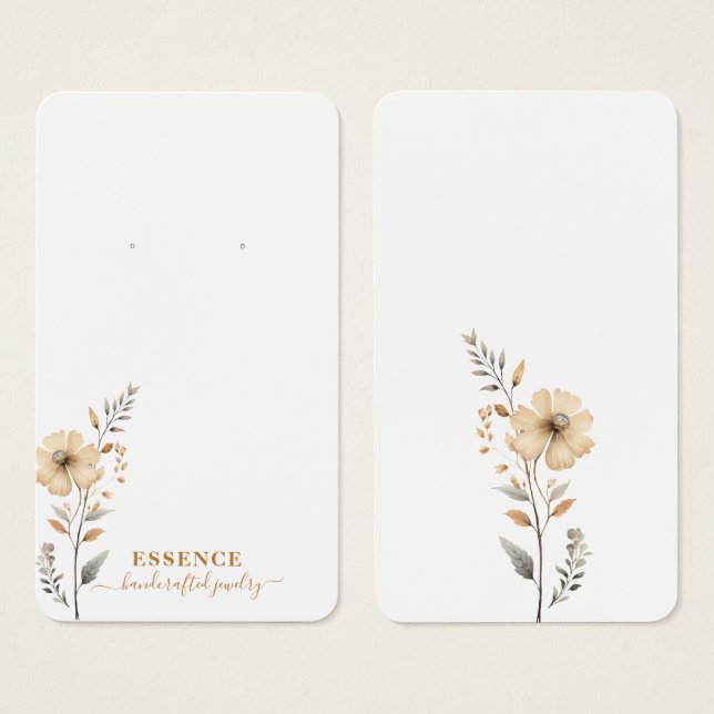 Rustic Watercolor Wildflowers Earring Display Card (Front & Back)