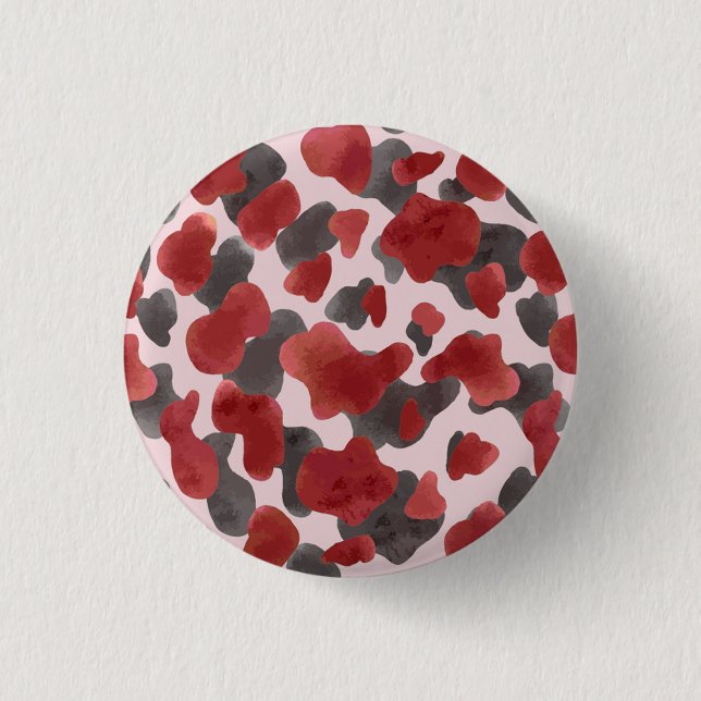 Rustic Watercolor Winter Animal Print Button (Front)