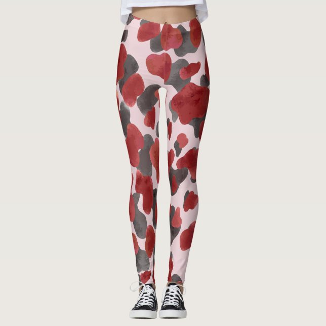 Rustic Watercolor Winter Animal Print Leggings (Front)