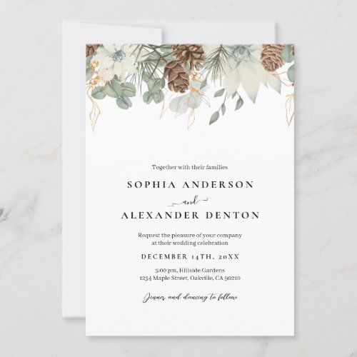 Rustic Watercolor Winter flowers  Invitation