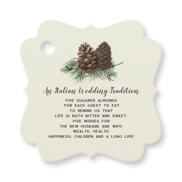 Rustic Watercolor Winter Forest Pine Cone Wedding Favor Tags