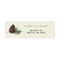 Rustic Watercolor Winter Forest Pine Cone Wedding Label