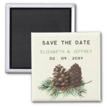 Rustic Watercolor Winter Forest Pine Save The Date Magnet