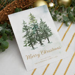 Rustic Watercolor Winter Pine Forest Christmas Holiday Card<br><div class="desc">This simple minimalist rustic woodland Christmas holiday card features 3 snowy watercolor pine trees.</div>