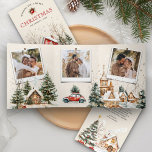 Rustic Watercolor Winter Village 4 Photo Christmas Tri-Fold Holiday Card<br><div class="desc">Elegant Christmas card featuring beautiful cabins and decorated Christmas trees covered with snow. Simply add your text on this easy-to-use template and adorn this card with your favorite photos to make it a one-of-a-kind holiday card.</div>
