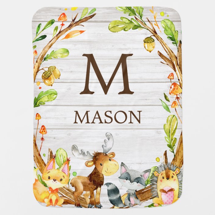 personalized woodland baby blankets