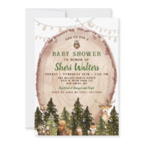 Rustic Watercolor Woodland Baby Shower Invitation