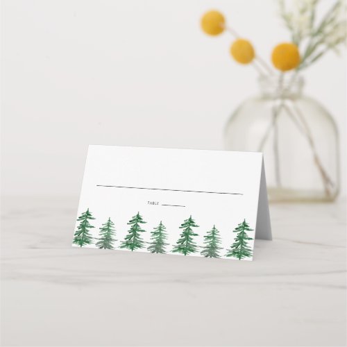 Rustic Watercolor Woodland Forest Wedding Place Card