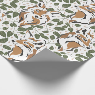 Rustic Watercolor Woodland Fox Christmas Wrapping Paper