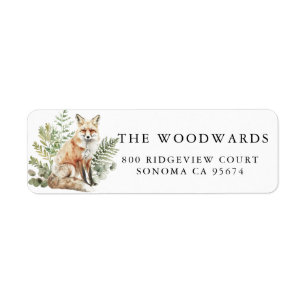 Rustic Watercolor Woodland Fox Label