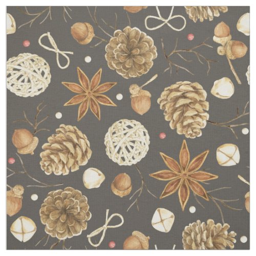 Custom Fabric 13 Rustic Watercolor Woodland Pine Cones Fall Fabric