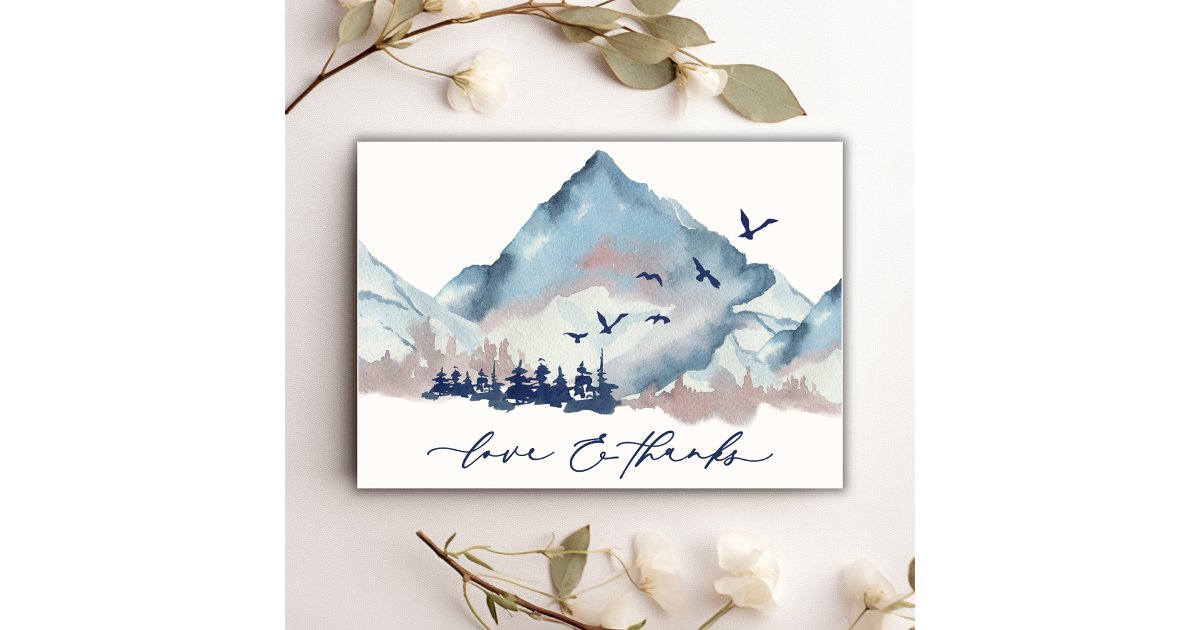 Rustic Watercolor Woodland Pine Forest Thank You Card | Zazzle