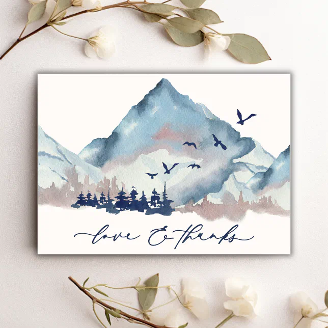 Rustic Watercolor Woodland Pine Forest Thank You Card | Zazzle
