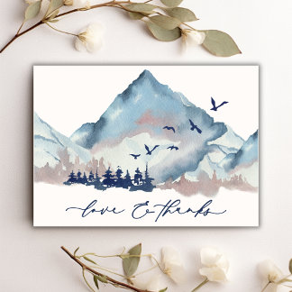 Rustic Watercolor Woodland Pine Forest Thank You Card