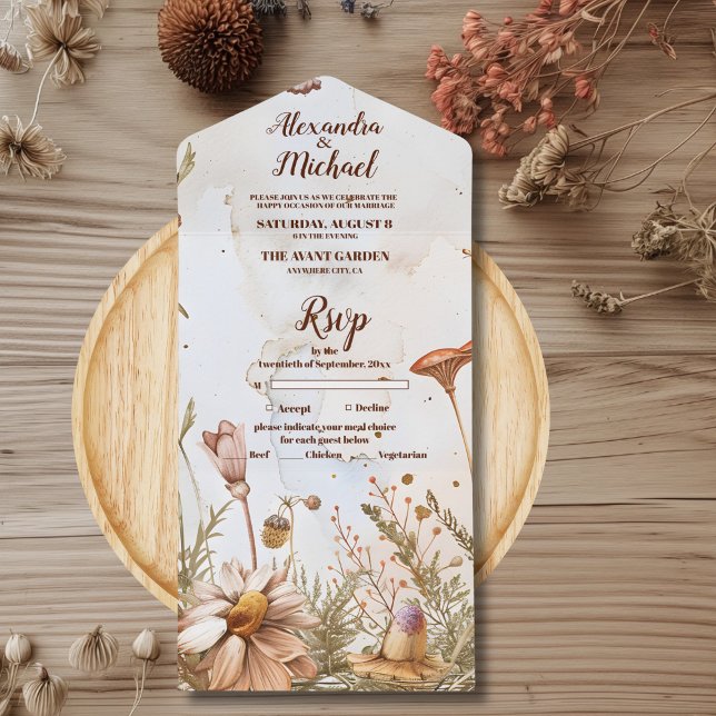 Rustic Watercolor Woodland Wedding All In One Invitation (Creator Uploaded)