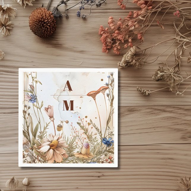 Rustic Watercolor Woodland Wedding Napkins (Creator Uploaded)