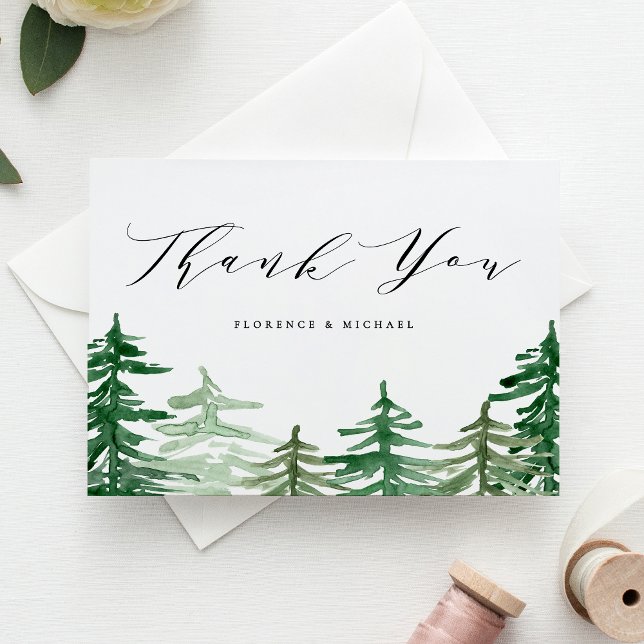 Rustic Watercolor Woodland Wedding Thank You Postcard (Creator Uploaded)