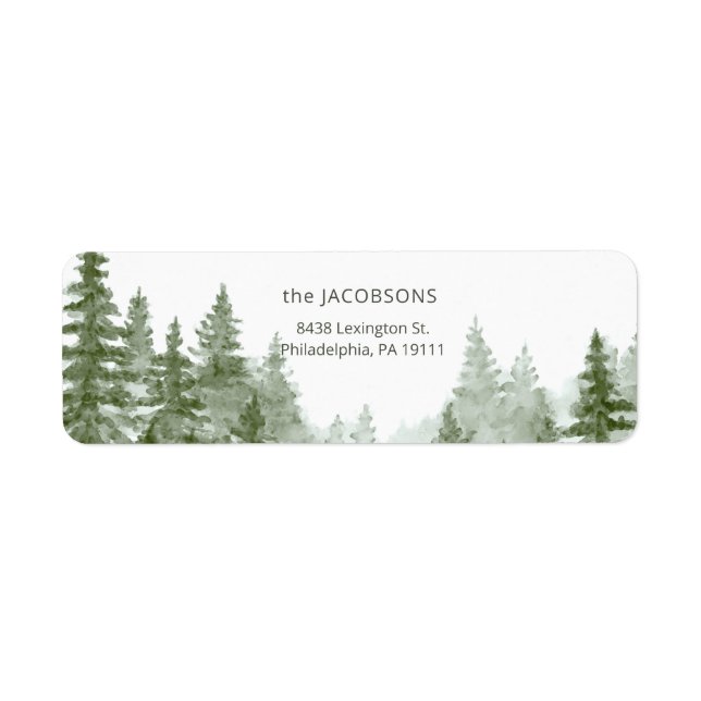 Rustic Watercolor Woods Christmas  Label (Front)