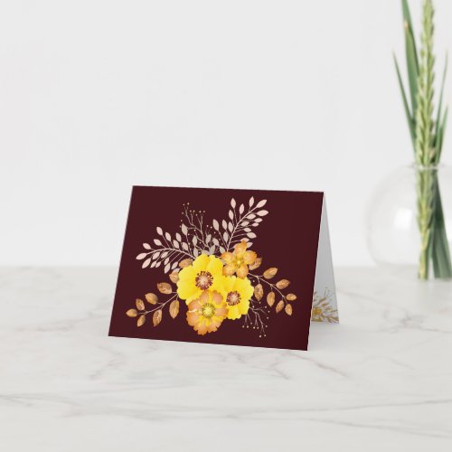 Rustic Watercolor Yellow Wild Roses Thank You Card