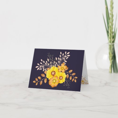 Rustic Watercolor Yellow Wild Roses union blue Thank You Card