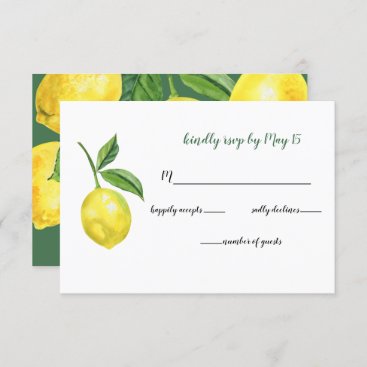 Rustic WatercolorCitrus Lemon Wedding RSVP Card