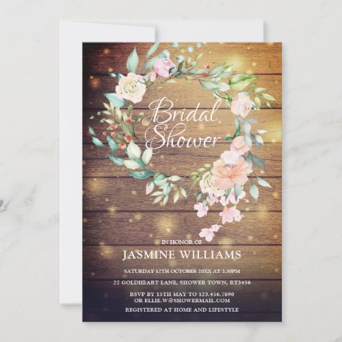 Rustic Watercolour Floral Script Bridal Shower Inv Invitation